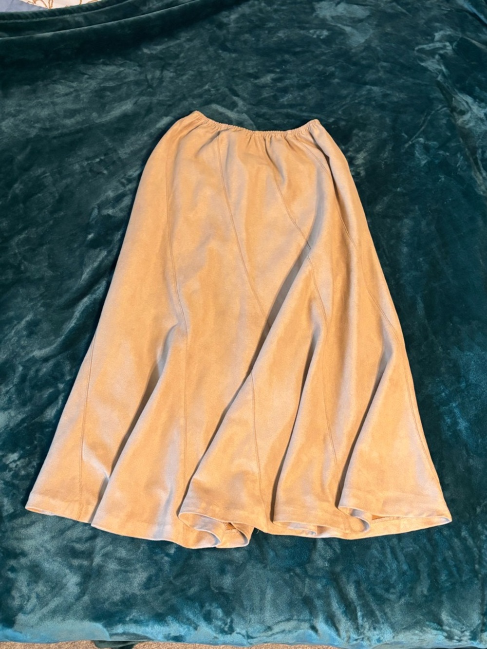 Koret Tan Suede A-Line Midi Skirt